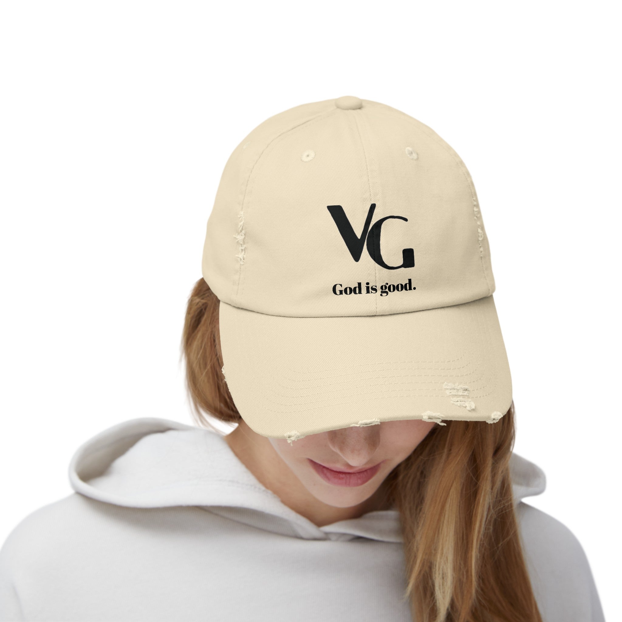 "God is good." Distressed Cap