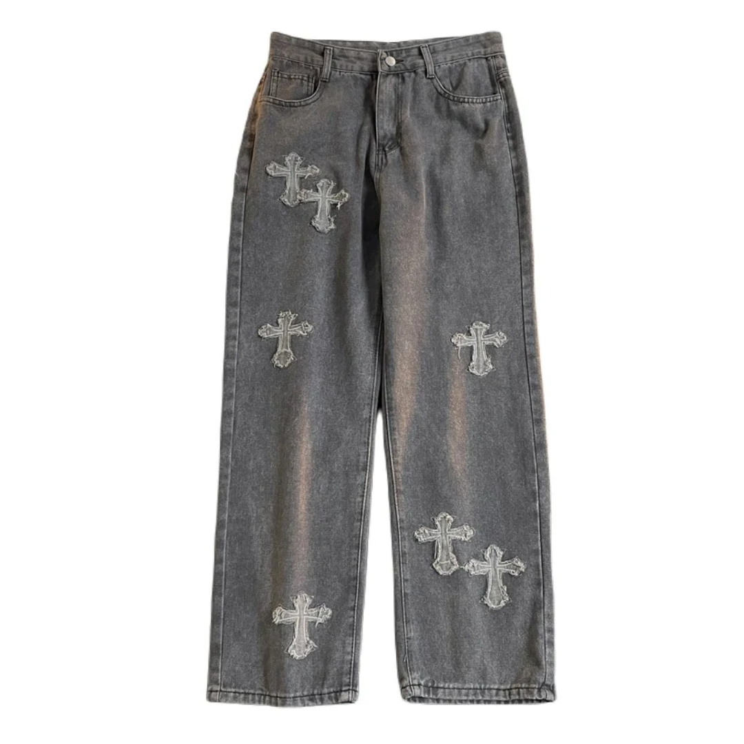 VastGod Black Denim Cross Jeans