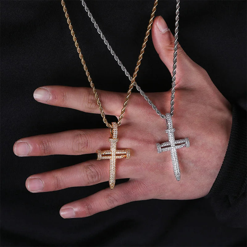 Three Nail Cross Necklace
