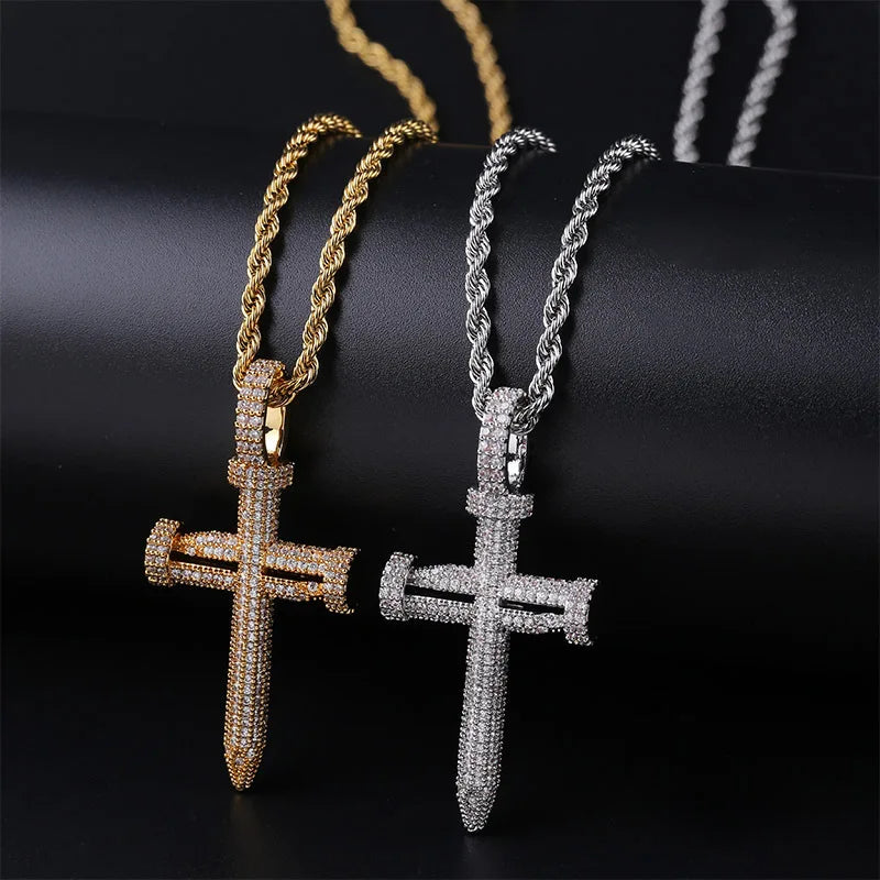 Three Nail Cross Necklace